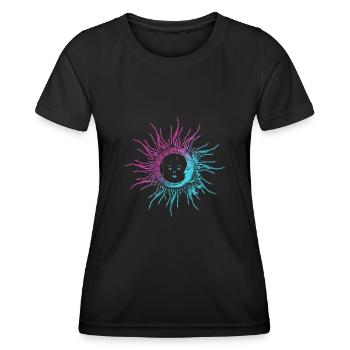Spiritualité Lune et Soleil Illustration - T-shirt sport Femme - noir - Devant - AI Model Female 172 light (172cm)