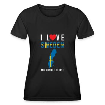 Schweden Ich liebe Schweden - Frauen Funktions-T-Shirt - Schwarz - Vorne - AI Model Female 172 light (172cm)