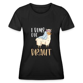 Lama Alpaka Spruch I bims die Braut - Frauen Funktions-T-Shirt - Schwarz - Vorne - AI Model Female 172 light (172cm)