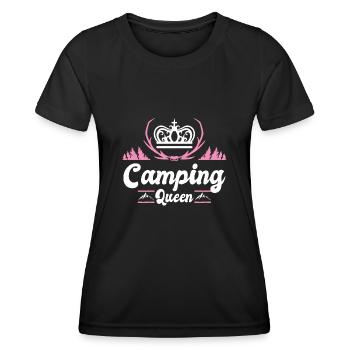 Camping Queen Königin Camper Zelten Urlaub - Frauen Funktions-T-Shirt - Schwarz - Vorne - AI Model Female 172 light (172cm)