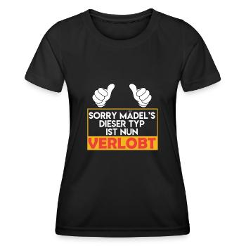 JGA Spruch Verlobung - Frauen Funktions-T-Shirt - Schwarz - Vorne - AI Model Female 172 light (172cm)