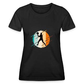 Tennis Kunst Tennisspieler Vorhand Tennistraining - Frauen Funktions-T-Shirt - Schwarz - Vorne - AI Model Female 172 light (172cm)