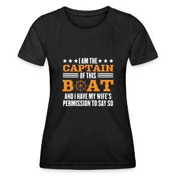 Captain des Bootes und Erlaubis meiner Frau - Frauen Funktions-T-Shirt - Schwarz - Vorne - AI Model Female 172 light (172cm)
