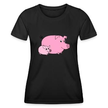 Porc - T-shirt sport Femme - noir - Devant - AI Model Female 172 light (172cm)