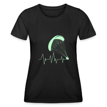 Parapente Battement de Coeur Parapente Coeur - T-shirt sport Femme - noir - Devant - AI Model Female 172 light (172cm)
