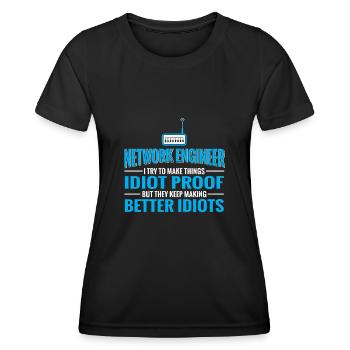 Techniciens de réseau Informatique Réseau Technk IT - T-shirt sport Femme - noir - Devant - AI Model Female 172 light (172cm)