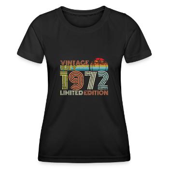 Date de juillet 1972 - T-shirt sport Femme - noir - Devant - AI Model Female 172 light (172cm)