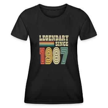 35ème anniversaire Retro Legendär depuis 1987 cadeau - T-shirt sport Femme - noir - Devant - AI Model Female 172 light (172cm)