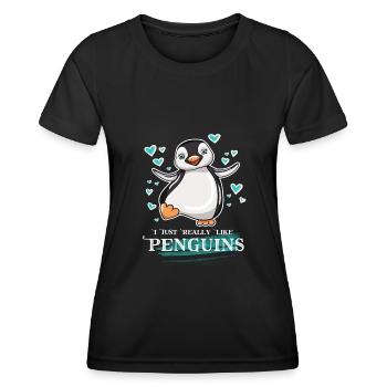 I Just Really Like Penguins - Women's Functional T-Shirt - black - Front - AI Model Female 172 light (172cm)