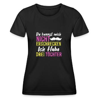 Vater von drei Töchtern Papa Tochter Vatertag - Frauen Funktions-T-Shirt - Schwarz - Vorne - AI Model Female 172 light (172cm)