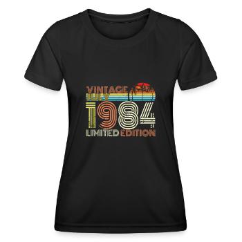 Juillet 1984 - T-shirt sport Femme - noir - Devant - AI Model Female 172 light (172cm)