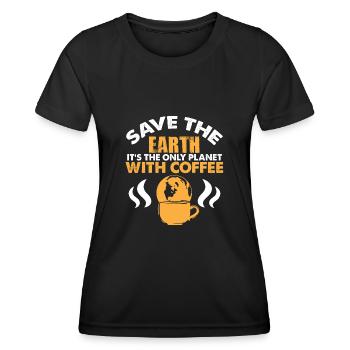 le café protège la terre - T-shirt sport Femme - noir - Devant - AI Model Female 172 light (172cm)