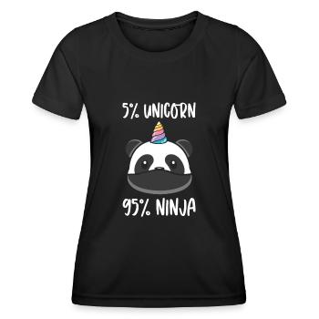 Einhorn Ninja Krieger Einhörner Panda Pandabär - Frauen Funktions-T-Shirt - Schwarz - Vorne - AI Model Female 172 light (172cm)