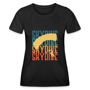 Skydive Fallschirm Fallschirmspringer Retro - Frauen Funktions-T-Shirt - Schwarz - Vorne - AI Model Female 172 light (172cm)