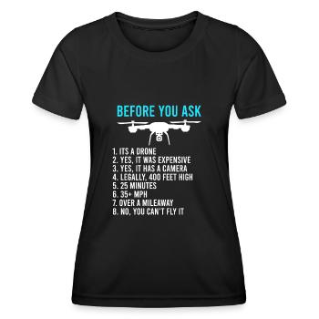 Bevor du fragst Drohnen Informationen FPV Piloten - Frauen Funktions-T-Shirt - Schwarz - Vorne - AI Model Female 172 light (172cm)