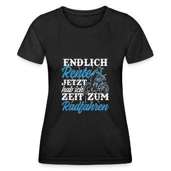 Endlich Rente Fahrrad radfahren Ruhestand Pension - Frauen Funktions-T-Shirt - Schwarz - Vorne - AI Model Female 172 light (172cm)