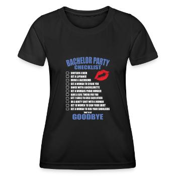 Bachelor Party Checklist - Women's Functional T-Shirt - black - Front - AI Model Female 172 light (172cm)