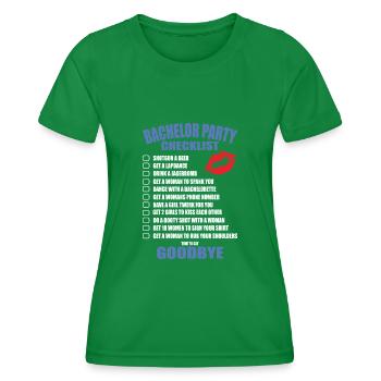 Bachelor Party Checklist - Women's Functional T-Shirt - kelly green - Front - AI Model Female 172 dark (172cm)