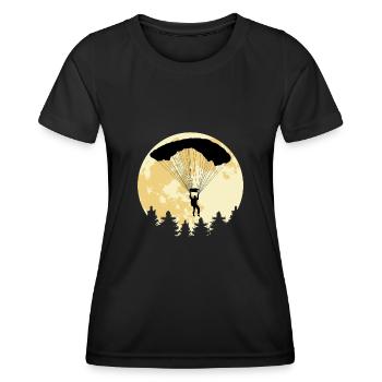 Fallschirmspringer Vollmond Skydiving Logo - Frauen Funktions-T-Shirt - Schwarz - Vorne - AI Model Female 172 light (172cm)
