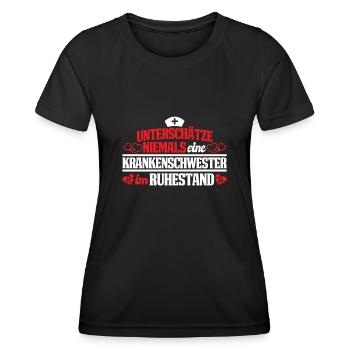 Krankenschwester im Ruhestand Rente Oma - Frauen Funktions-T-Shirt - Schwarz - Vorne - AI Model Female 172 light (172cm)