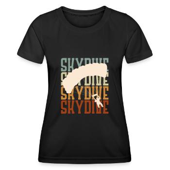 Skydiver Vintage Logo Parachutiste Retro - T-shirt sport Femme - noir - Devant - AI Model Female 172 light (172cm)
