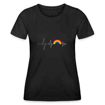 Gay Pride Schwule Lesbisch Herzschlag LGBT - Frauen Funktions-T-Shirt - Schwarz - Vorne - AI Model Female 172 light (172cm)