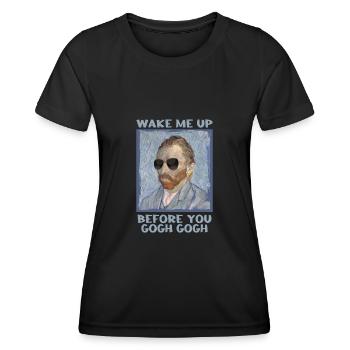 Van Gogh sort artiste Art - T-shirt sport Femme - noir - Devant - AI Model Female 172 light (172cm)