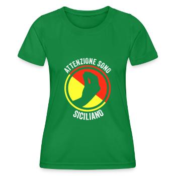 Attenzione Sono Siciliano Sicilia Siciliani - T-shirt sport Femme - vert - Devant - AI Model Female 172 dark (172cm)