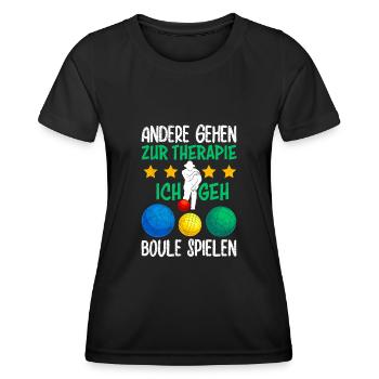Boule Spruch andere gehen zur Therapie Ich boule - Frauen Funktions-T-Shirt - Schwarz - Vorne - AI Model Female 172 light (172cm)