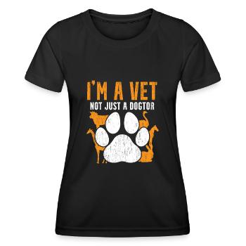 Je ne suis pas seulement dogtor. - T-shirt sport Femme - noir - Devant - AI Model Female 172 light (172cm)