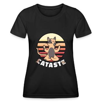 Namaste Lustige Katzen - Frauen Funktions-T-Shirt - Schwarz - Vorne - AI Model Female 172 light (172cm)