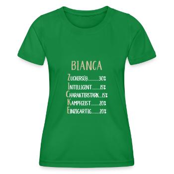 Bianca Namenstag Vorname Bianca Geschenk Name - Frauen Funktions-T-Shirt - Kelly Green - Vorne - AI Model Female 172 dark (172cm)