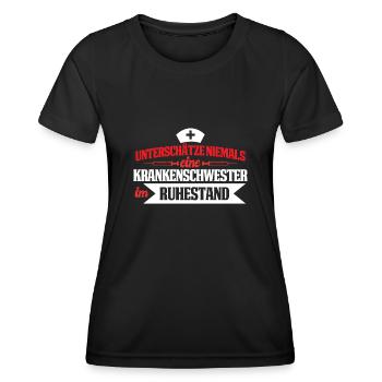 Krankenschwester im Ruhestand Rente Oma - Frauen Funktions-T-Shirt - Schwarz - Vorne - AI Model Female 172 light (172cm)