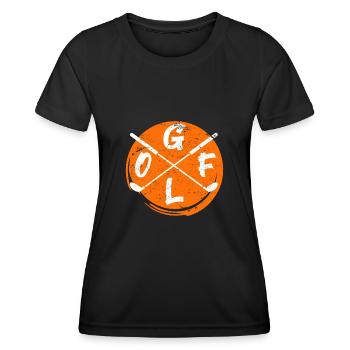 Cooles Golfspieler Logo Golfplatz Golfschläger - Frauen Funktions-T-Shirt - Schwarz - Vorne - AI Model Female 172 light (172cm)