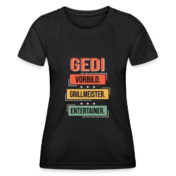 Gedi Vorbild Grillmeister Entertainer Taufged - Frauen Funktions-T-Shirt - Schwarz - Vorne - AI Model Female 172 light (172cm)