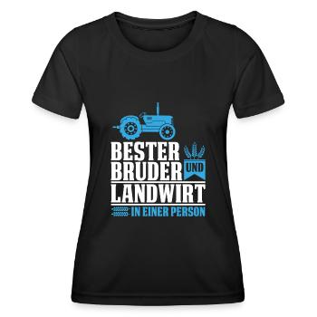 Bester Bruder und Landwirt der Welt Bauer Vatertag - Frauen Funktions-T-Shirt - Schwarz - Vorne - AI Model Female 172 light (172cm)