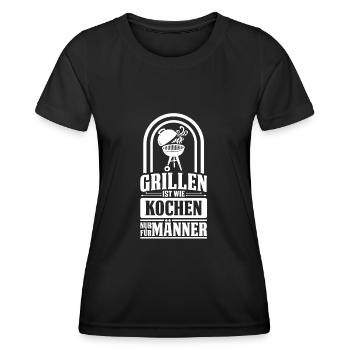Grillen ist Kochen für Männer Grillmeister Spruch - Frauen Funktions-T-Shirt - Schwarz - Vorne - AI Model Female 172 light (172cm)