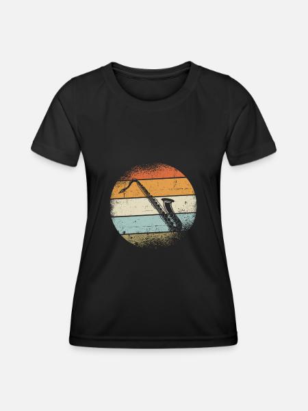 Saxophone - Frauen Funktions-T-Shirt - Schwarz