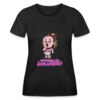 offizielles Schlafshirt - Schlafanzug - Nachthemd - Frauen Funktions-T-Shirt - Schwarz - Vorne - AI Model Female 172 light (172cm)