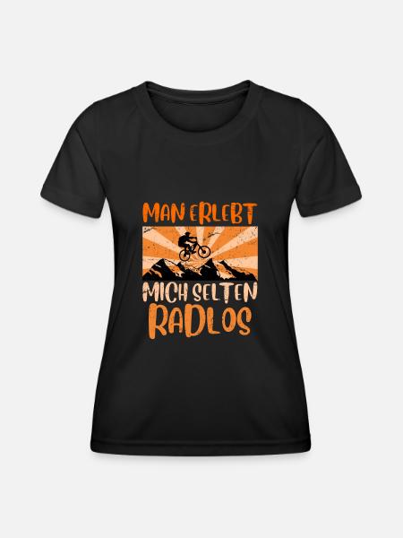Mountainbike Geschenk MTB Spruch selten radlos - Frauen Funktions-T-Shirt - Schwarz