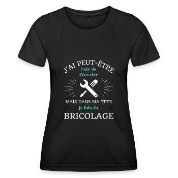 t shirt dans ma tete bricolage humour bricoleur - T-shirt sport Femme - noir - Devant - AI Model Female 172 light (172cm)