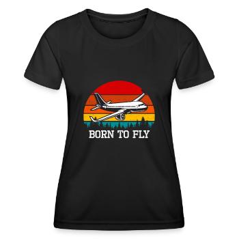 Airplane Pilot - Born to Fly - Flying - Women's Functional T-Shirt - black - Front - AI Model Female 172 light (172cm)