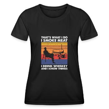 That's what I do, BBQ Meat Smoker Whiskey Drinker - Frauen Funktions-T-Shirt - Schwarz - Vorne - AI Model Female 172 light (172cm)