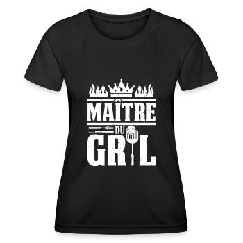 Maître du Gril Barbecue Papa BBQ Fête Des Pères - Frauen Funktions-T-Shirt - Schwarz - Vorne - AI Model Female 172 light (172cm)