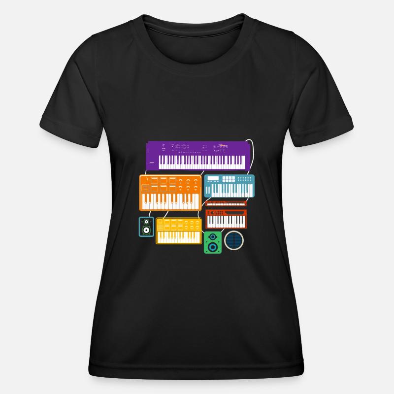 ADSR Modular Techno Festival Nerd Synthesizer - Women's Functional T-Shirt - black