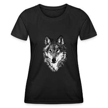 Wolf motif Predator Wolf Animal motif - Women's Functional T-Shirt - black - Front - AI Model Female 172 light (172cm)