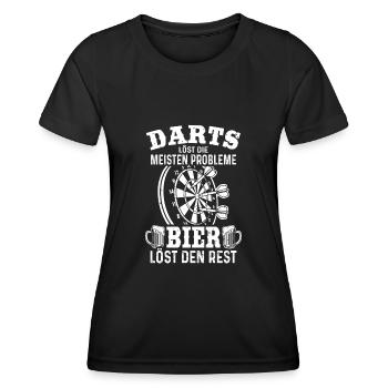 Darts löst die meisten Probleme Bier den Rest Dart - Frauen Funktions-T-Shirt - Schwarz - Vorne - AI Model Female 172 light (172cm)