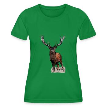 Hunting Deer Hunting Hunting Motif - Women's Functional T-Shirt - kelly green - Front - AI Model Female 172 dark (172cm)