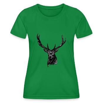 Deer Hunting Deer Motif Animal Motif - Women's Functional T-Shirt - kelly green - Front - AI Model Female 172 dark (172cm)