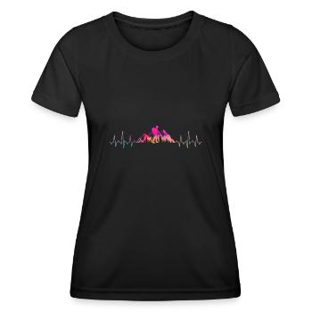 Wandern Herzschlag - Frauen Funktions-T-Shirt - Schwarz - Vorne - AI Model Female 172 light (172cm)